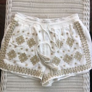 White flowy shorts! Great for summer! Gold accents